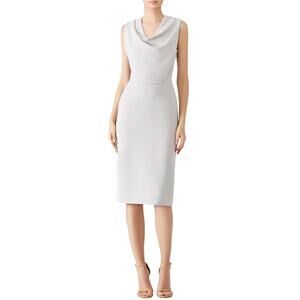 AQ/AQ Oyster Veronika Grey Cowl Neck Sleeveless Sheath Dress